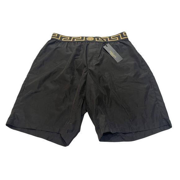 8-52 VERSACE Men's Greca Border Swim Trunks Black Size 3/ XS
